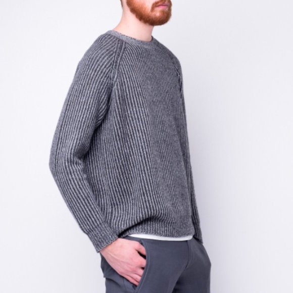 $370 Cashmerism RIB-KNIT Raglan Cashmere Pullover Gray Charcoal  Sweater sz S - Picture 2 of 11